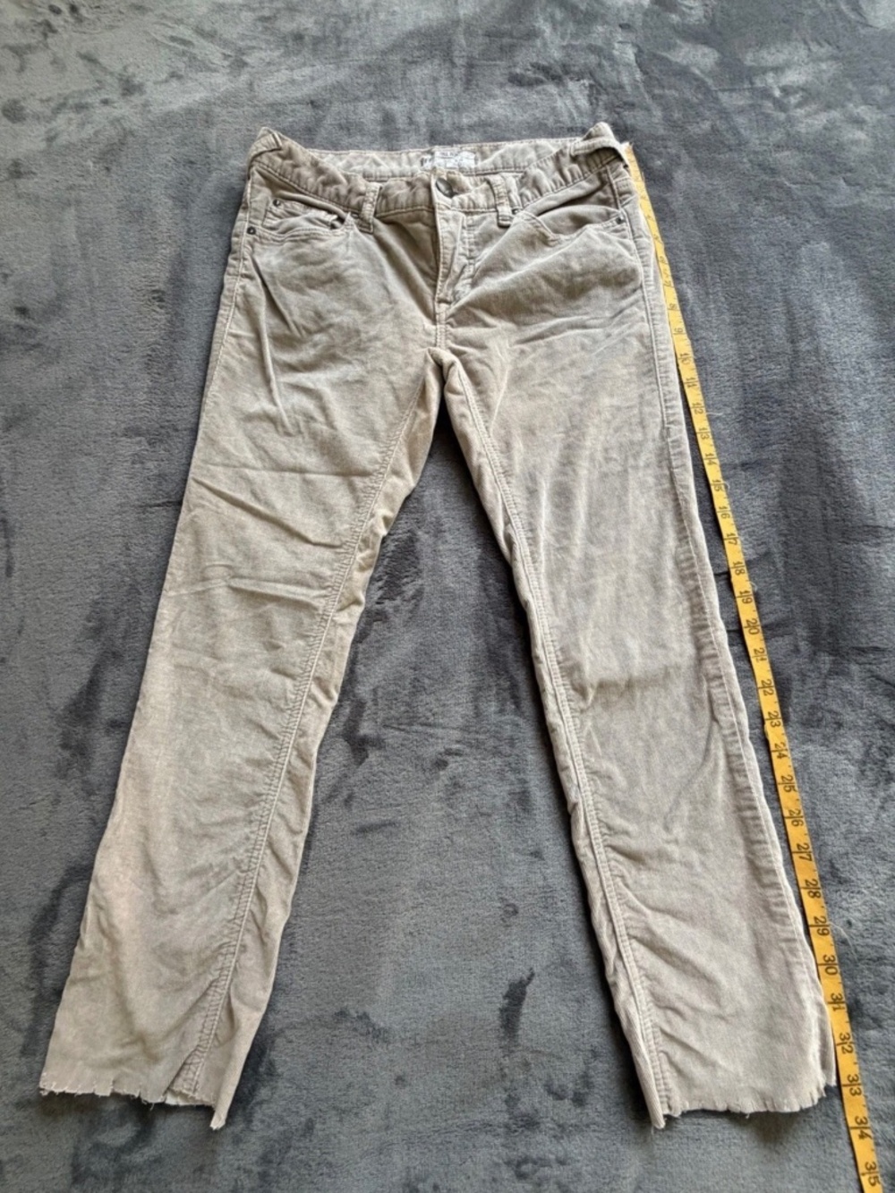 Free People Light Gray Cropped Corduroy Pant Size 27